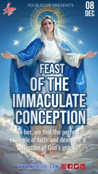 Blue Maximalist Feast Of The Immaculate Conception  Digital Display (9:16) template