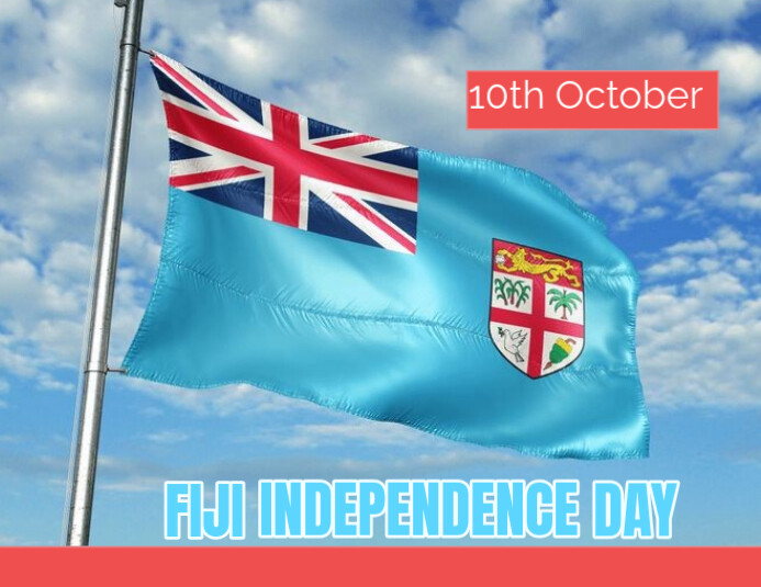 Fiji Lette Blue Maximalist Fiji Day Flyer (us Letter) Template | PosterMyWall