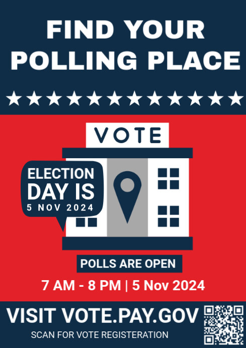 Blue Maximalist Find Your Polling Place A4 template