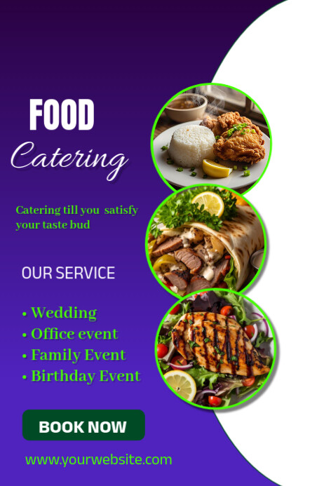Blue Maximalist Food Catering Service Template Design  Poster