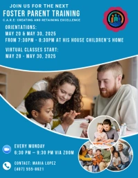Blue Maximalist Foster Parent Training Flyer (us Letter) template