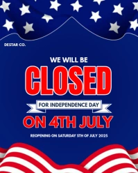 Blue Maximalist Fourth Of July Closed Sign Instagram Portrait template