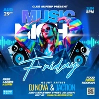 Blue Maximalist Friday Music Night Party Square (1:1) template