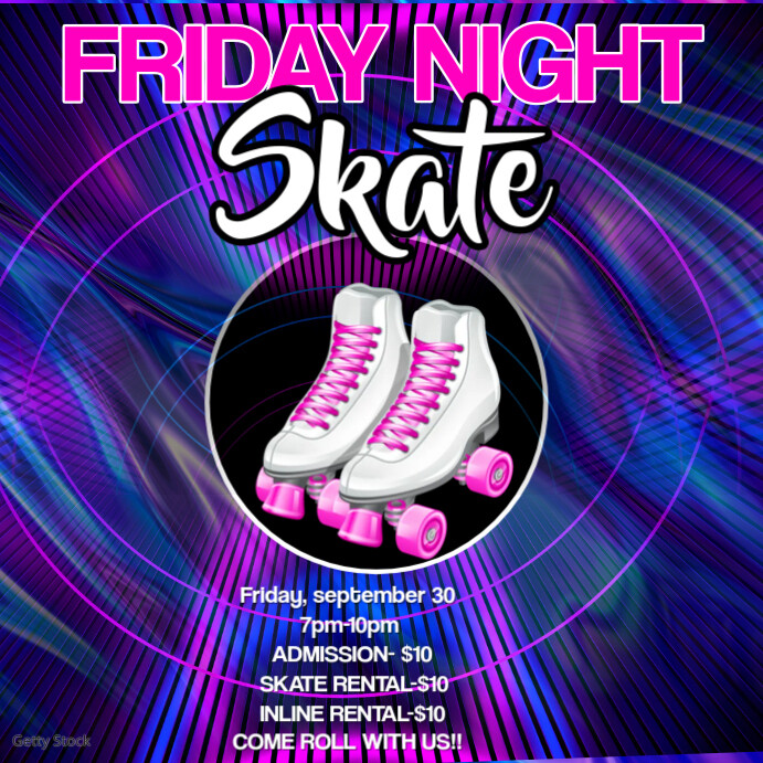 Blue Maximalist Friday Night Skate Instagram Post Template | PosterMyWall