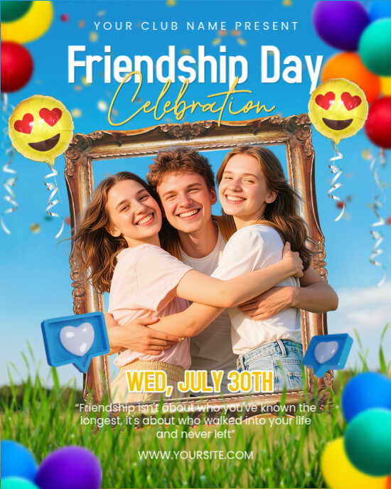 Blue Maximalist Friendship Day Celebration Instagram Portrait template