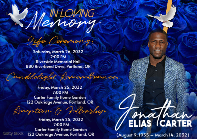 Blue Maximalist Funeral A4 template