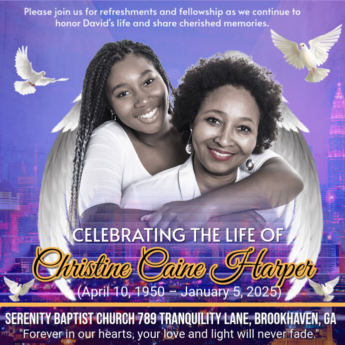 Blue Maximalist Funeral Flyer Instagram Post template