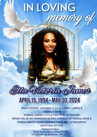 Blue Maximalist Funeral Flyers A4 template