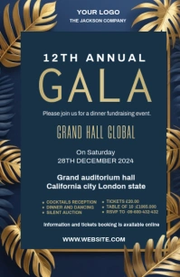 Blue Maximalist Gala Night Invitation Template Design Tabloid Tabloïd