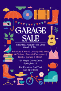Blue Maximalist Garage Sale  Poster Plakat template