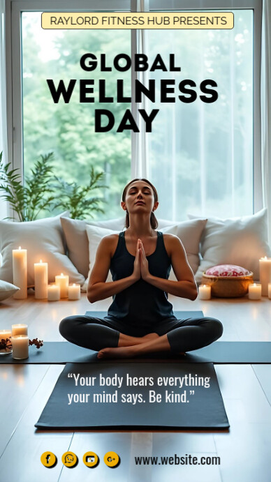 Blue Maximalist Global Wellness Day  Instagram Story template