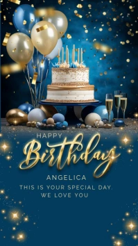 Blue Maximalist Gold And Blue Instagram Story template