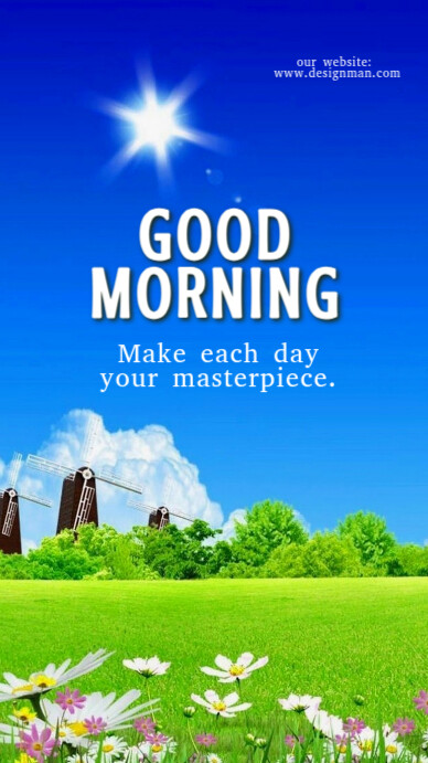 Blue Maximalist Good Morning  Whatsapp Status template