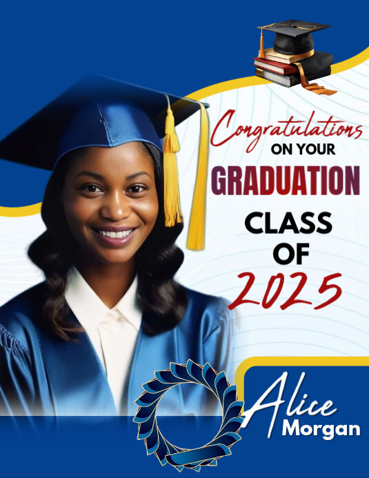 Blue Maximalist Graduation Flyer Design Template  Flyer (us Letter) Iflaya (Incwadi ye-US)
