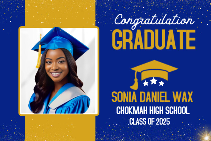 Blue Maximalist Graduation Flyer  Poster Plakkaat template