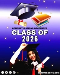 Blue Maximalist Graduation Instagram Portrait template