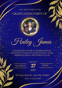 Blue Maximalist Graduation Party  A3 template