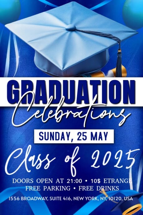 Blue Maximalist Graduation Poster Templat | PosterMyWall