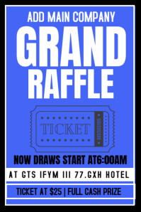 Blue Maximalist Grand Raffle Ticket Poster template