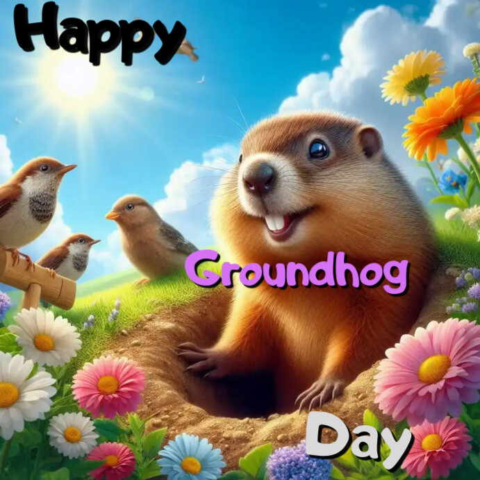 Copy of Blue Maximalist Groundhog Day Instagram Post | PosterMyWall