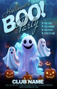 Blue Maximalist Halloween Half Page Wide Media Página Ancho template