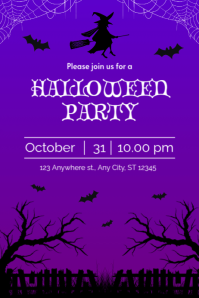 Blue Maximalist Halloween Party Invitation – Spooky Purple Night Poster Poster template