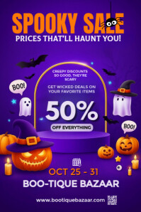 Blauw Halloween Sale Poster Template