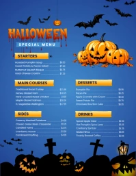 Blue Maximalist Halloween Special Menu Flyer (us Letter) template