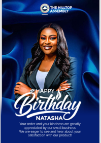 Blue Maximalist Happy Birthday  A4 template