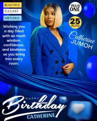Blue Maximalist Happy Birthday Anniversary Greeting Card Instagram Portrait template