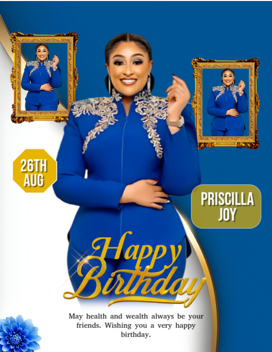 Blue Maximalist Happy Birthday  Flyer (us Letter) template