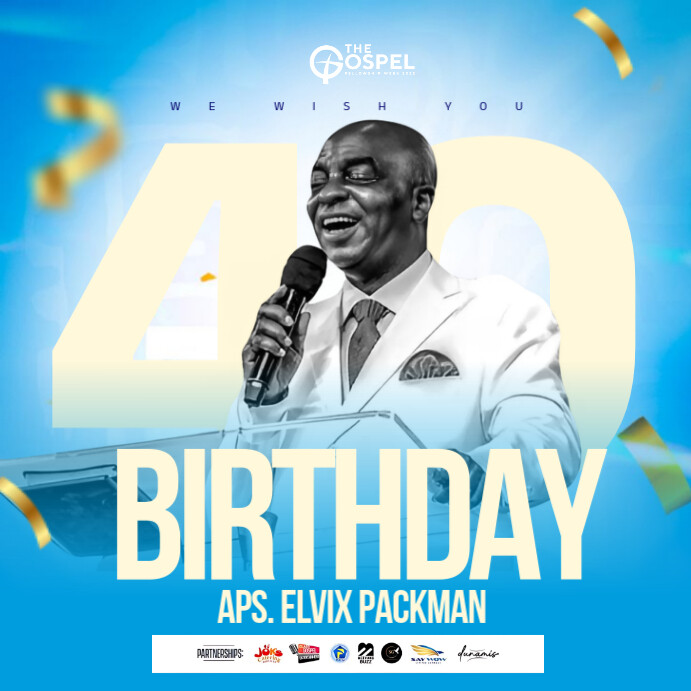 Blue Maximalist Happy Birthday Flyer  Instagram Post template
