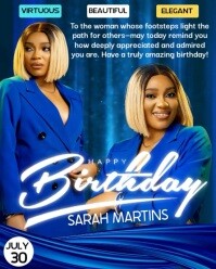 Blue Maximalist Happy Birthday Flyers Instagram Portrait template