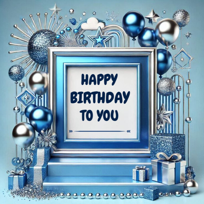 Plantilla de Blue Maximalist Happy Birthday Instagram Post | PosterMyWall