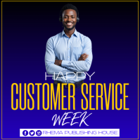 Blue Maximalist Happy Customer Service Instagram Post template