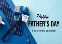 Blue Maximalist Happy Father's Day Template  Postcard Postal