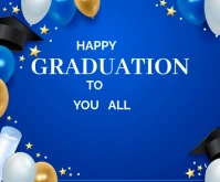 Blue Maximalist Happy Graduation Day  Medium Rectangle template