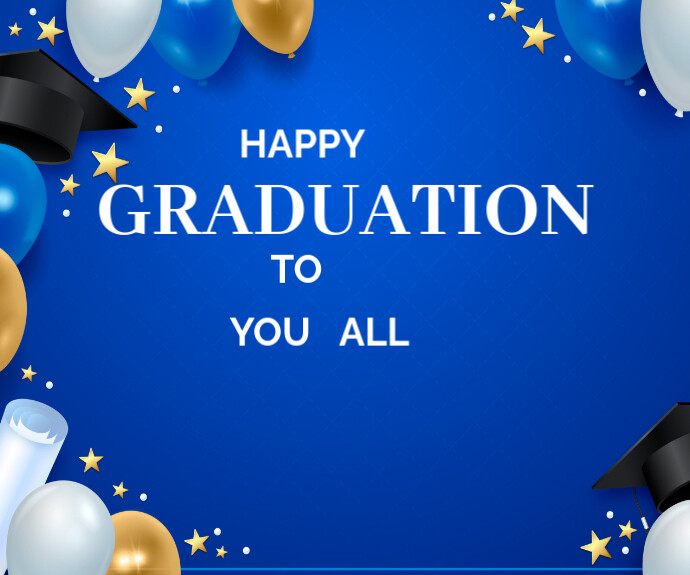 Blue Maximalist Happy Graduation Day  Medium Rectangle template