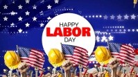 Blue Maximalist Happy Labor Day  Digital Display (16:9) template