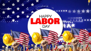 Blue Maximalist Happy Labor Day  Digital Display (16:9) template
