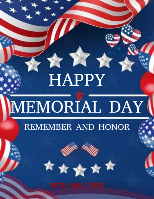 Blue Maximalist Happy Memorial Day Flyer Flyer (us Letter) Template ...