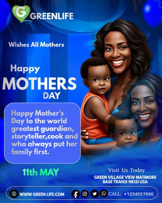 Blue Maximalist Happy Mother's Day Celebration  Instagram Portrait template