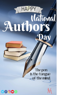 Blue Maximalist Happy National Authors Day Us Legal template