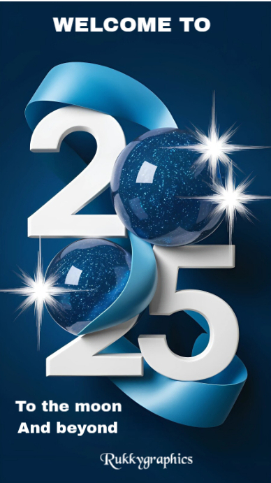 Blue Maximalist Happy New Year 2025 Instagram Story Template | PosterMyWall