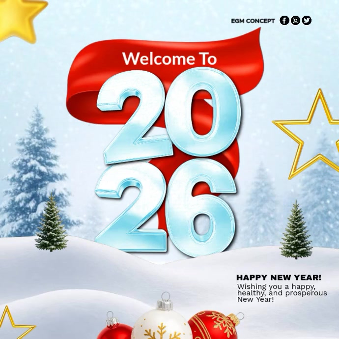 Blue Maximalist Happy New Year 2026 Template Instagram Post | PosterMyWall