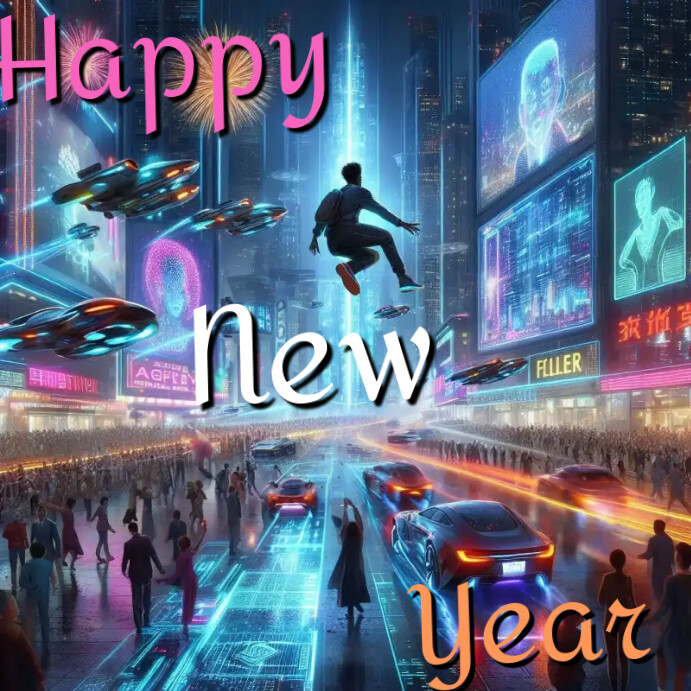 Blue Maximalist Happy New Year Instagram Post Template | PosterMyWall
