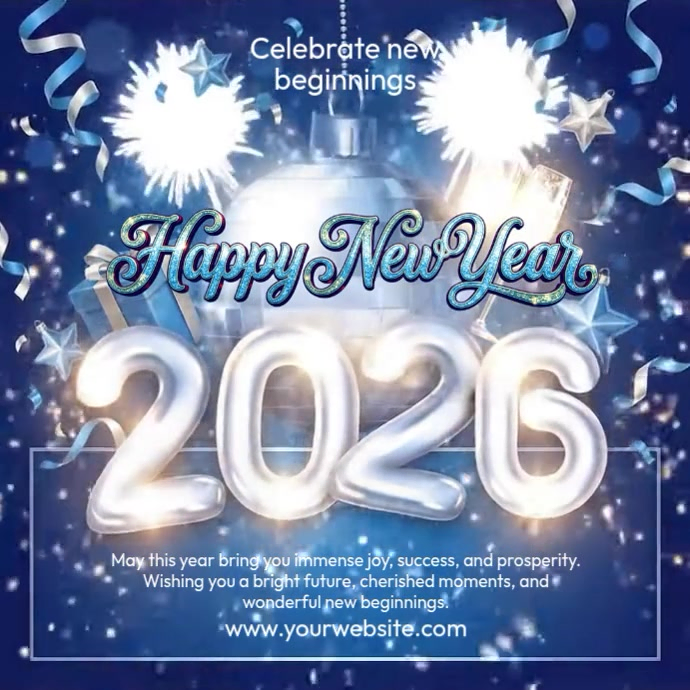Blue Maximalist Happy New Year Instagram Post Template | PosterMyWall
