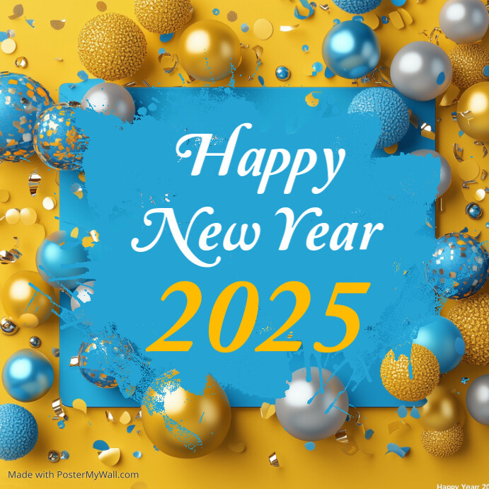 Copy of Blue Maximalist Happy New Year Instagram Post | PosterMyWall