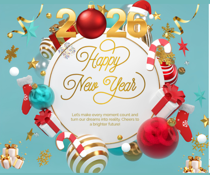 Blue Maximalist Happy New Year Medium Rectangle Template | PosterMyWall