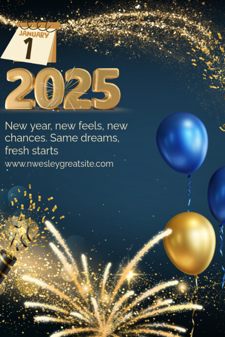 Blue Maximalist Happy New Year Poster Template | PosterMyWall